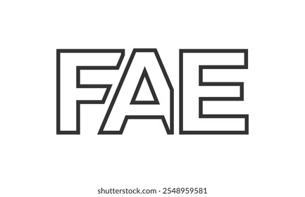 FAE Logo Design-Vorlage mit starkem und modernem Fettdruck. Ursprünglicher Vektor-Logotyp mit einfacher und minimaler Typografie. Trendy Unternehmensidentität ideal für Unternehmen Markenpräsenz.