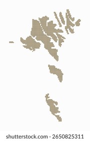 Faeroe Islands dotted map. Digital style map of the country on white background. Faeroe Islands shape with square dots. Colored dots style. Small size squares. Artistic vector illustration.