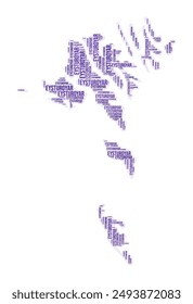 Faeroe Islands region word cloud. Country shape design. Faeroe Islands colored illustration. Region names collage cloud. Vector illustration.