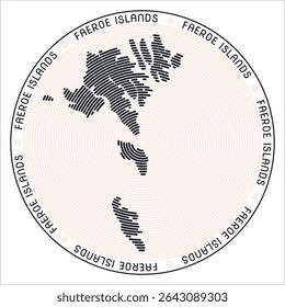 Faeroe Islands round logo design. Country shape built of rings. Faeroe Islands text around the country. Vector Illustration.