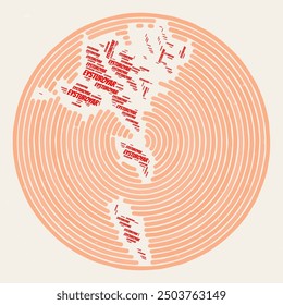 Faeroe Islands Round Poster. Typography style image of Country. Regions word clouds of Faeroe Islands. Vintage image design with scratch texture.