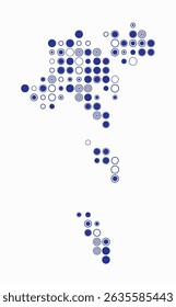 Faeroe Islands, shape of the country build of colored cells. Digital style map of the Faeroe Islands on white background. Large size circle blocks. Awesome vector illustration.