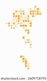Faeroe Islands, shape of the country built of colored cells. Digital style map of the Faeroe Islands on a white background. Large size square blocks. Stylish vector illustration.