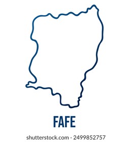 Fafe municipality map, Braga district. Simplified blue gradient linear vector map