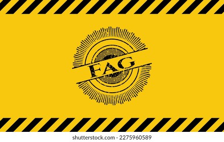 Fag black grunge emblem inside yellow warning sign. Vector Illustration. Detailed. 