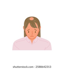 FAGA: Front view of a young woman with thinning hair (top view)