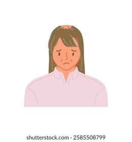 FAGA: A middle-aged woman with thinning hair seen from the front