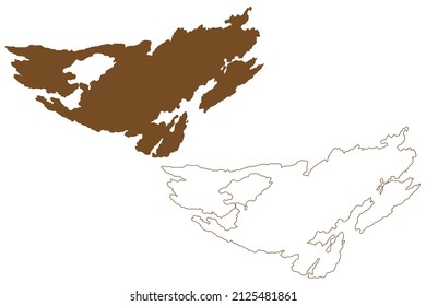 Fagelbrolandet island (Kingdom of Sweden) map vector illustration, scribble sketch Fagelbrolandet map