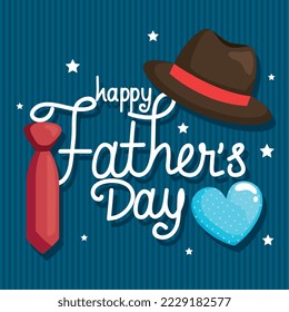 afiche de letras del día del padre con accesorios