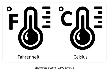Fahrenheit and Celsius icon concept