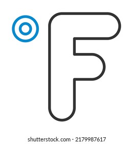 Fahrenheit Degree Icon. Editable Bold Outline With Color Fill Design. Vector Illustration.