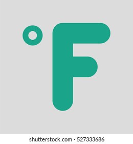 Fahrenheit degree icon. Gray background with green. Vector illustration.