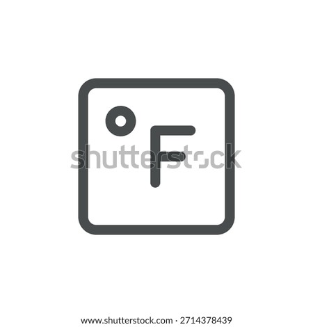 Fahrenheit Degree Weather Icon. Temperature unit symbol for forecast, thermometer scale, imperial measurement and conversion.