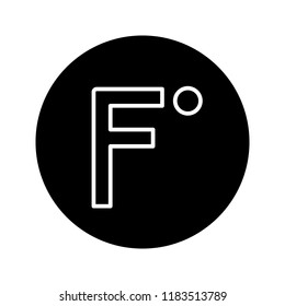 Fahrenheit degrees temperature glyph icon. Fahrenheit scale. Silhouette symbol. Negative space. Vector isolated illustration