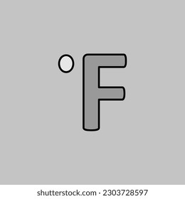 Fahrenheit degrees vector grayscale icon. Meteorology sign. Graph symbol for travel, tourism and weather web site and apps design, logo, app, UI