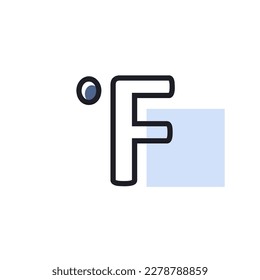 Fahrenheit Grad Vektorsymbol. Meteorologie-Zeichen. Graph-Symbol für Reise-, Tourismus- und Wetterwebsite und Apps-Design, Logo, App, UI