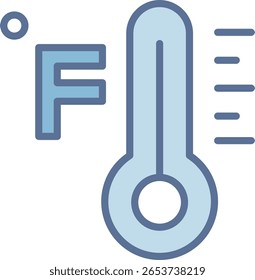 Icono de tono azul lleno de Fahrenheit