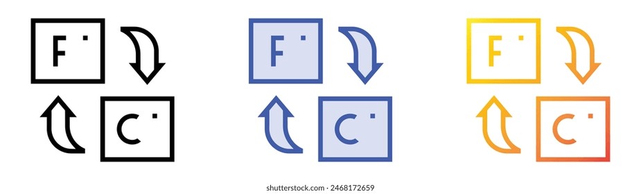 fahrenheit icon. Linear, Blue Fill and Gradient Style Design Isolated On White Background