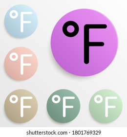 Fahrenheit sign badge color set. Simple glyph, flat vector of web icons for ui and ux, website or mobile application
