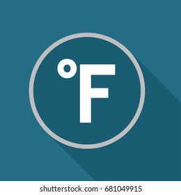 Fahrenheit sign in the circle, with shadow