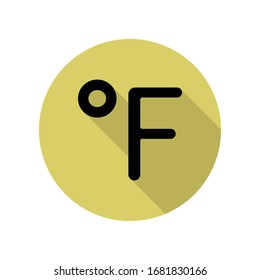 Fahrenheit firma el icono de la sombra larga. Glifo simple, vector plano de iconos web para ui y ux, sitio web o aplicación móvil