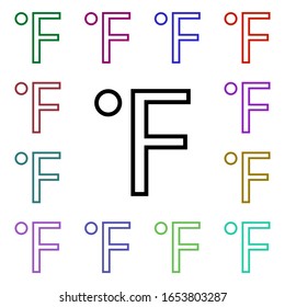 Fahrenheit sign multi color style icon. Simple thin line, outline vector of weather icons for ui and ux, website or mobile application