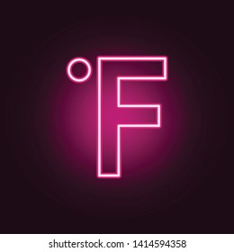 fahrenheit sign neon icon. Elements of web set. Simple icon for websites, web design, mobile app, info graphics