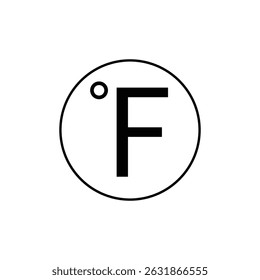  Icono de contorno editable del símbolo de Fahrenheit, ícono de Clima sobre fondo blanco.