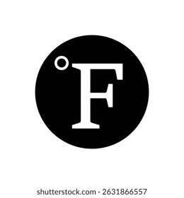  Icono de contorno editable del símbolo de Fahrenheit, ícono de Clima sobre fondo blanco.