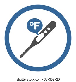 Fahrenheit Temperature vector icon. Style is bicolor flat rounded symbol, cobalt and gray colors, rounded angles, white background.