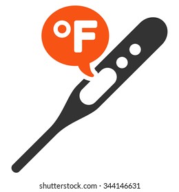 Fahrenheit Temperature vector icon. Style is bicolor flat symbol, orange and gray colors, rounded angles, white background.