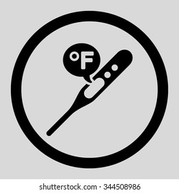 Fahrenheit Temperature vector icon. Style is flat rounded symbol, black color, rounded angles, light gray background.