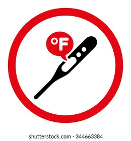 Fahrenheit Temperature vector icon. Style is bicolor flat rounded symbol, intensive red and black colors, rounded angles, white background.