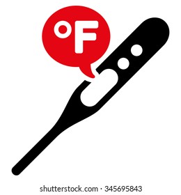 Fahrenheit Temperature vector icon. Style is bicolor flat symbol, intensive red and black colors, rounded angles, white background.