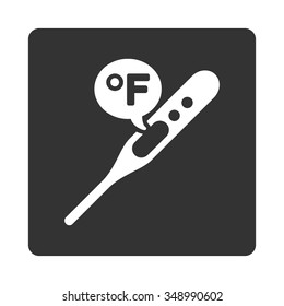 Fahrenheit Temperature vector icon. Style is flat rounded square button, white and gray colors, white background.