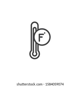 Fahrenheit thermometer line icon. linear style sign for mobile concept and web design. Mercury thermometer temperature outline vector icon. Symbol, logo illustration. Vector graphics