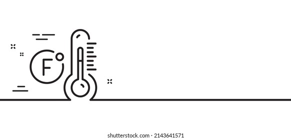 Fahrenheit Thermometer Line Icon. Temperature Diagnostic Sign. Fever Measuring Symbol. Minimal Line Illustration Background. Fahrenheit Thermometer Line Icon Pattern Banner. Vector