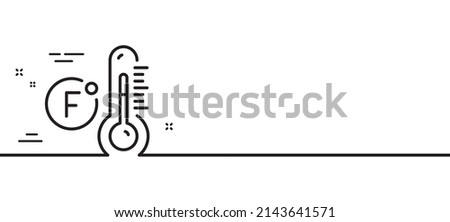 Fahrenheit thermometer line icon. Temperature diagnostic sign. Fever measuring symbol. Minimal line illustration background. Fahrenheit thermometer line icon pattern banner. Vector