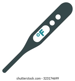 Fahrenheit Thermometer vector icon. Style is bicolor flat symbol, soft blue colors, rounded angles, white background.