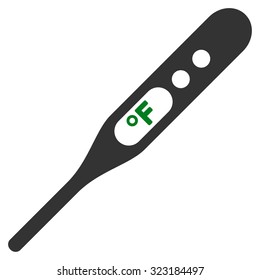 Fahrenheit Thermometer vector icon. Style is bicolor flat symbol, green and gray colors, rounded angles, white background.