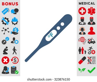 Fahrenheit Thermometer vector icon. Style is bicolor flat symbol, cyan and blue colors, rounded angles, white background.