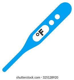 Fahrenheit Thermometer vector icon. Style is bicolor flat symbol, blue and gray colors, rounded angles, white background.