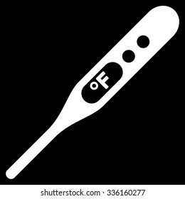 Fahrenheit Thermometer vector icon. Style is flat symbol, white color, rounded angles, black background.