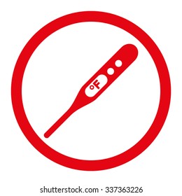 Fahrenheit Thermometer vector icon. Style is flat rounded symbol, red color, rounded angles, white background.