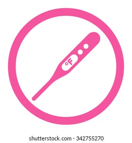 Fahrenheit Thermometer vector icon. Style is flat rounded symbol, pink color, rounded angles, white background.
