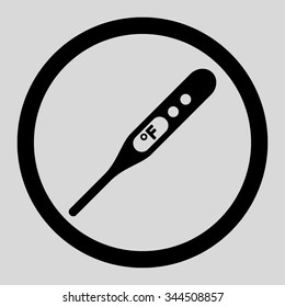 Fahrenheit Thermometer vector icon. Style is flat rounded symbol, black color, rounded angles, light gray background.
