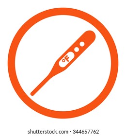 Fahrenheit Thermometer vector icon. Style is flat rounded symbol, orange color, rounded angles, white background.