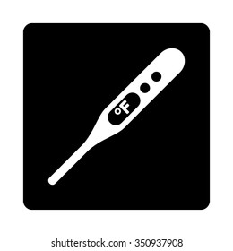 Fahrenheit Thermometer vector icon. Style is flat rounded square button, white and black colors, white background.