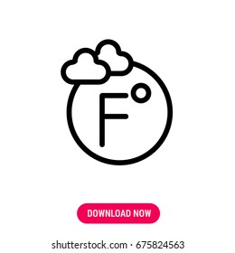 Fahrenheit vector icon, The temperature measuring with clouds symbol. Simple, modern flat vector illustration for mobile app, website or desktop app 
