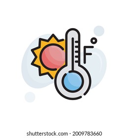 Fahrenheit vector outline filled icon style illustration. EPS 10 file symbol